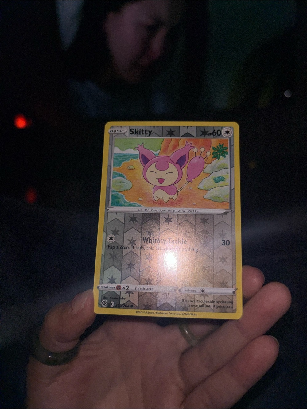 Pokemon Skitty Card - Yellow Border with Pink Artwork